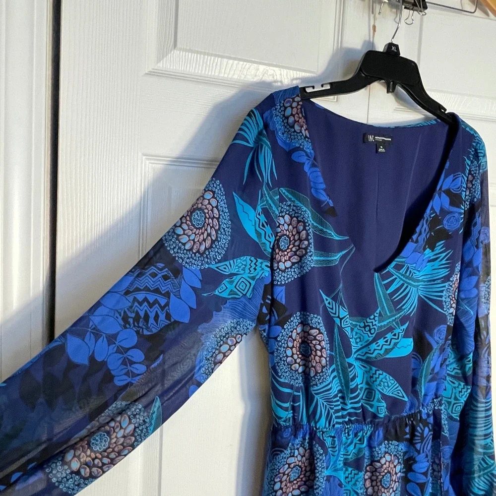 INC International Concepts Blue Floral Maxi Dress - Picture 2 of 14